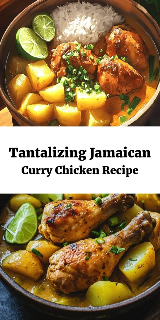 Experience the vibrant flavors of Jamaica with this delicious Curry Chicken Delight! This comforting dish features tender chicken pieces marinated in fragrant Jamaican curry powder and allspice, simmered to perfection in creamy coconut milk. Paired with potatoes, fresh herbs, and a hint of Scotch bonnet pepper, it’s a mouthwatering meal that'll transport your taste buds to the Caribbean. Serve it hot with rice or roti for a delightful feast. Perfect for family dinners or special occasions!