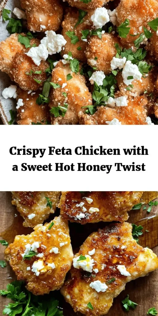 Savor the mouthwatering goodness of Crispy Hot Honey Feta Chicken! This recipe features tender chicken breasts coated in a crunchy panko crust, packed with flavors from feta cheese and seasoned to perfection. The sweet and spicy drizzle of hot honey adds the perfect touch. Ideal for an impressive dinner or a cozy family meal, this dish is ready in just 40 minutes. Try this delicious recipe and watch it become a new favorite!