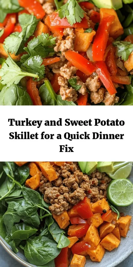 Whip up a delicious and healthy Ground Turkey Sweet Potato Skillet in just 30 minutes! This savory skillet combines lean ground turkey with sweet potatoes, bell peppers, and onions, seasoned with smoky paprika and cumin for a flavor-packed meal. Toss in some fresh spinach for added nutrition and top with cilantro or parsley. Perfect for a quick weeknight dinner and easy to customize with avocado and lime. Enjoy a hearty, wholesome dish that's sure to please everyone!