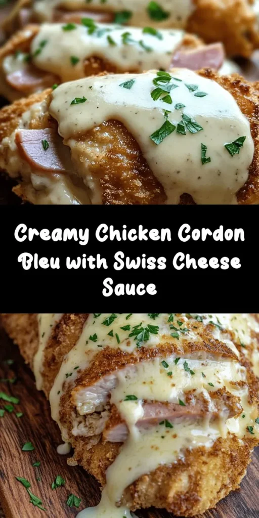 Indulge in this delicious Chicken Cordon Bleu, featuring tender chicken breasts stuffed with savory ham and Swiss cheese, all wrapped up and perfectly breaded for a crispy finish. Drizzle with a rich and creamy Swiss cheese sauce for an extra layer of flavor. This easy recipe is perfect for a special dinner or a family gathering. With just a bit of prep, you’ll have a stunning dish that’s sure to impress! Ready in about 50 minutes. Enjoy every bite!