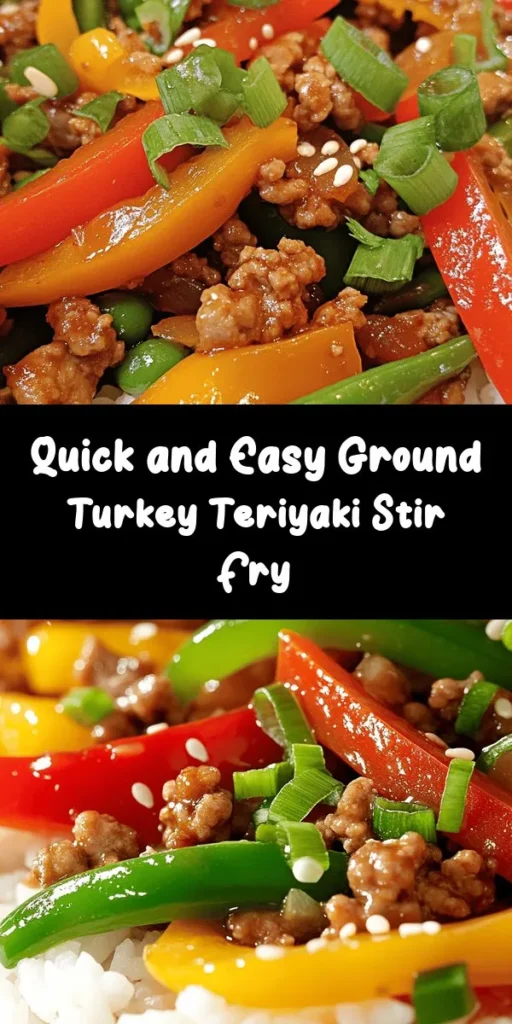 Get ready to enjoy a quick and delicious meal with this Sizzling Ground Turkey Teriyaki Stir Fry! Packed with colorful bell peppers, snap peas, and tender ground turkey, this dish is not only vibrant but also full of flavor. With a savory soy and teriyaki sauce, it's ready in just 20 minutes, making it perfect for busy weeknights. Serve it over rice or quinoa, and top with green onions and sesame seeds for an extra crunch. Simple, tasty, and nutritious!