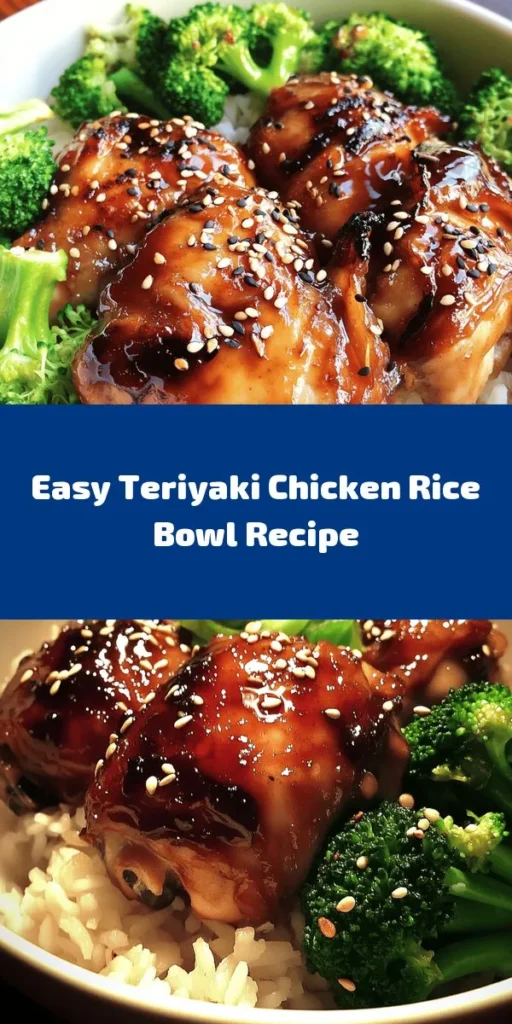 Enjoy a delicious and satisfying Teriyaki Chicken Rice Bowl that's perfect for any day of the week! Packed with tender chicken thighs coated in a homemade teriyaki sauce and served over fluffy jasmine rice, this meal is both quick and easy to prepare. Top it off with fresh green onions and sesame seeds, and feel free to add steamed broccoli or bok choy for a healthy boost. Ready in just 30 minutes, it’s a flavorful dish your family will love!
