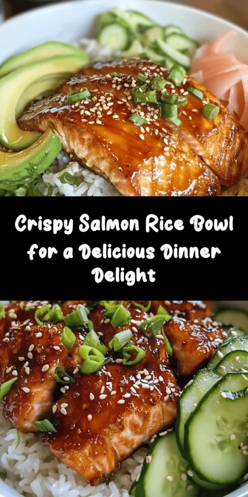 Dive into this delicious Crispy Salmon and Rice Bowl, a perfect blend of flavors and textures! Featuring golden, crispy salmon atop fluffy sushi rice, fresh avocado, crunchy cucumber, and zesty pickled ginger, this dish is a feast for the senses. Drizzle with soy sauce, mirin, and sesame oil for a mouthwatering glaze. It's quick to prepare and ideal for a tasty lunch or dinner. Garnish with green onions and sesame seeds for the perfect finishing touch!
