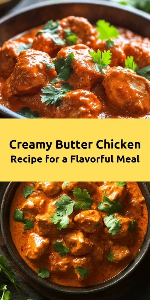 Indulge in a rich and flavorful creamy butter chicken that’s easy to make at home! This dish features tender marinated chicken cooked in a luscious sauce of tomatoes and heavy cream, enhanced with spices like garam masala, turmeric, and cumin. Perfectly paired with fluffy rice or warm naan, it’s an irresistible meal for any night of the week. Just 40 minutes to a mouthwatering dinner that will delight your taste buds!