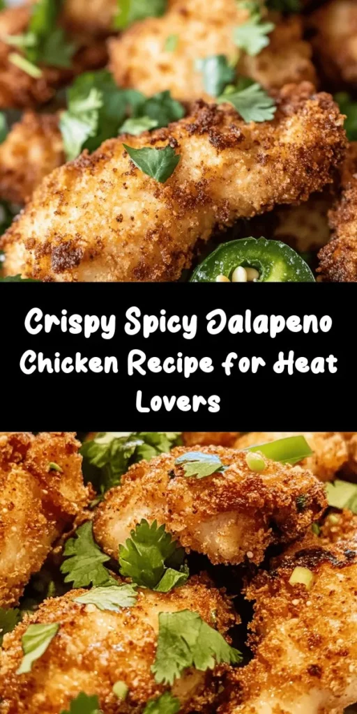 Spice up your dinner with this delicious Spicy Jalapeno Chicken recipe! Juicy chicken breasts marinated in creamy buttermilk and a kick of jalapeño are fried to a perfect golden brown. With a crunchy cornmeal and flour coating, each bite packs flavor and heat. Serve it up with fresh cilantro and zesty lime wedges for an unbeatable meal that will impress your family and friends. Perfect for any night! Enjoy the bold taste in just over an hour.
