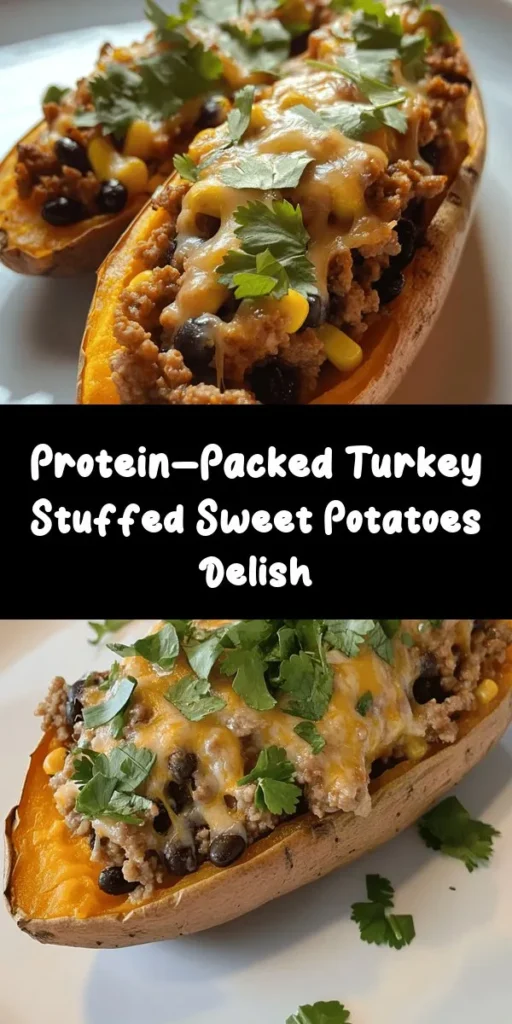 Discover this high protein ground turkey stuffed sweet potato recipe that’s both delicious and nutritious! Perfectly roasted sweet potatoes are filled with a flavorful mix of ground turkey, black beans, and corn, all seasoned with delicious spices. Topped with melted cheese and fresh cilantro, this dish is sure to please everyone at the table. It's easy to make, packed with protein, and perfect for meal prep! A wholesome meal you’ll want to make again and again.