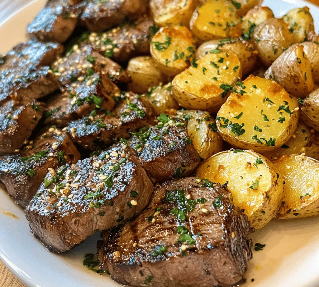 If you're searching for a meal that combines simplicity, bold flavors, and the satisfaction of a homemade dinner, look no further than Butter Steak Bites with Garlic Herb Potatoes. This dish features juicy, tender steak bites seared to perfection, paired with crispy, herb-infused baby potatoes that elevate the dining experience. The delightful contrast between the savory richness of the steak and the aromatic garlic-herb potatoes creates a culinary harmony that will please any palate.