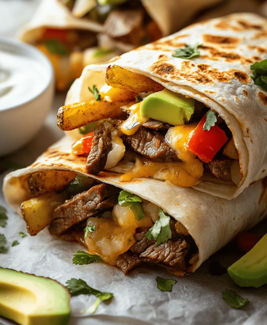 Are you ready to elevate your burrito game? The Steak & Cheese Dirty Fry Burrito is not just a meal; it's an experience that combines hearty flavors, satisfying textures, and a fusion that will leave your taste buds dancing. This dish takes the classic burrito and adds a unique twist, transforming it into a mouthwatering creation that features juicy flank steak, melty cheese, and crispy French fries all wrapped up in a warm tortilla. Perfect for lunch, dinner, or even a late-night snack, this recipe is ideal for home cooks seeking an easy yet delectable option that doesn't skimp on flavor.