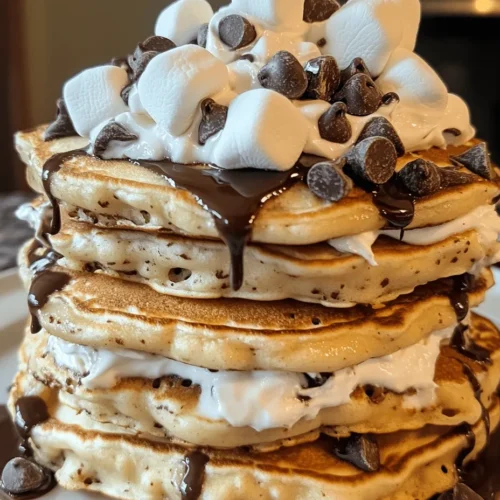 Indulge in a breakfast experience that transforms a classic campfire treat into a mouthwatering morning delight with S’mores Pancakes. This heavenly dish combines the comforting flavors of fluffy pancakes with the nostalgic taste of s’mores, making it perfect for family brunches or a special weekend breakfast. With gooey chocolate, sweet marshmallows, and the crunchy texture of graham crackers, every bite offers a delightful surprise that transports you back to carefree summer nights spent around a campfire.
