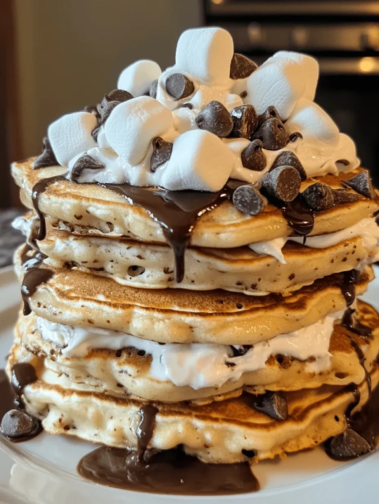 Indulge in a breakfast experience that transforms a classic campfire treat into a mouthwatering morning delight with S’mores Pancakes. This heavenly dish combines the comforting flavors of fluffy pancakes with the nostalgic taste of s’mores, making it perfect for family brunches or a special weekend breakfast. With gooey chocolate, sweet marshmallows, and the crunchy texture of graham crackers, every bite offers a delightful surprise that transports you back to carefree summer nights spent around a campfire.