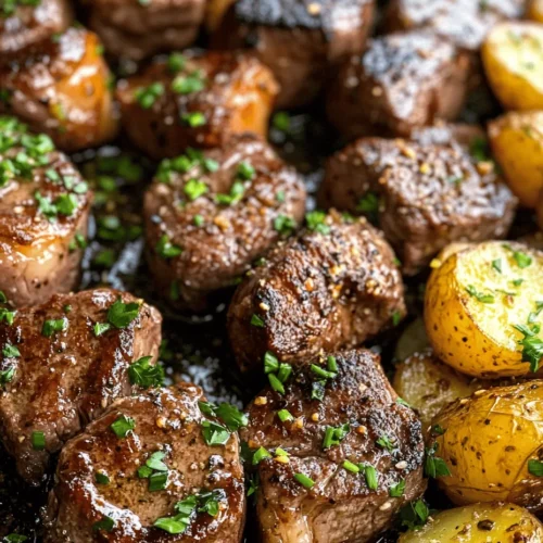 Are you on the hunt for a meal that combines satisfying flavors with a straightforward preparation process? Look no further than Garlic Butter Steak Bites and Crispy Potatoes. This dish is a culinary delight that has earned its place in the hearts of food enthusiasts for its delectable taste and ease of preparation. Imagine tender, juicy cubes of steak, infused with the rich aroma of garlic butter, perfectly paired with crispy, golden potatoes. It’s a meal that not only delivers on flavor but also creates a comforting dining experience that can be enjoyed any night of the week.