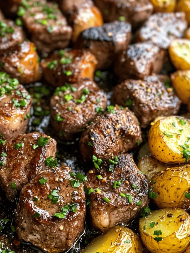 Are you on the hunt for a meal that combines satisfying flavors with a straightforward preparation process? Look no further than Garlic Butter Steak Bites and Crispy Potatoes. This dish is a culinary delight that has earned its place in the hearts of food enthusiasts for its delectable taste and ease of preparation. Imagine tender, juicy cubes of steak, infused with the rich aroma of garlic butter, perfectly paired with crispy, golden potatoes. It’s a meal that not only delivers on flavor but also creates a comforting dining experience that can be enjoyed any night of the week.