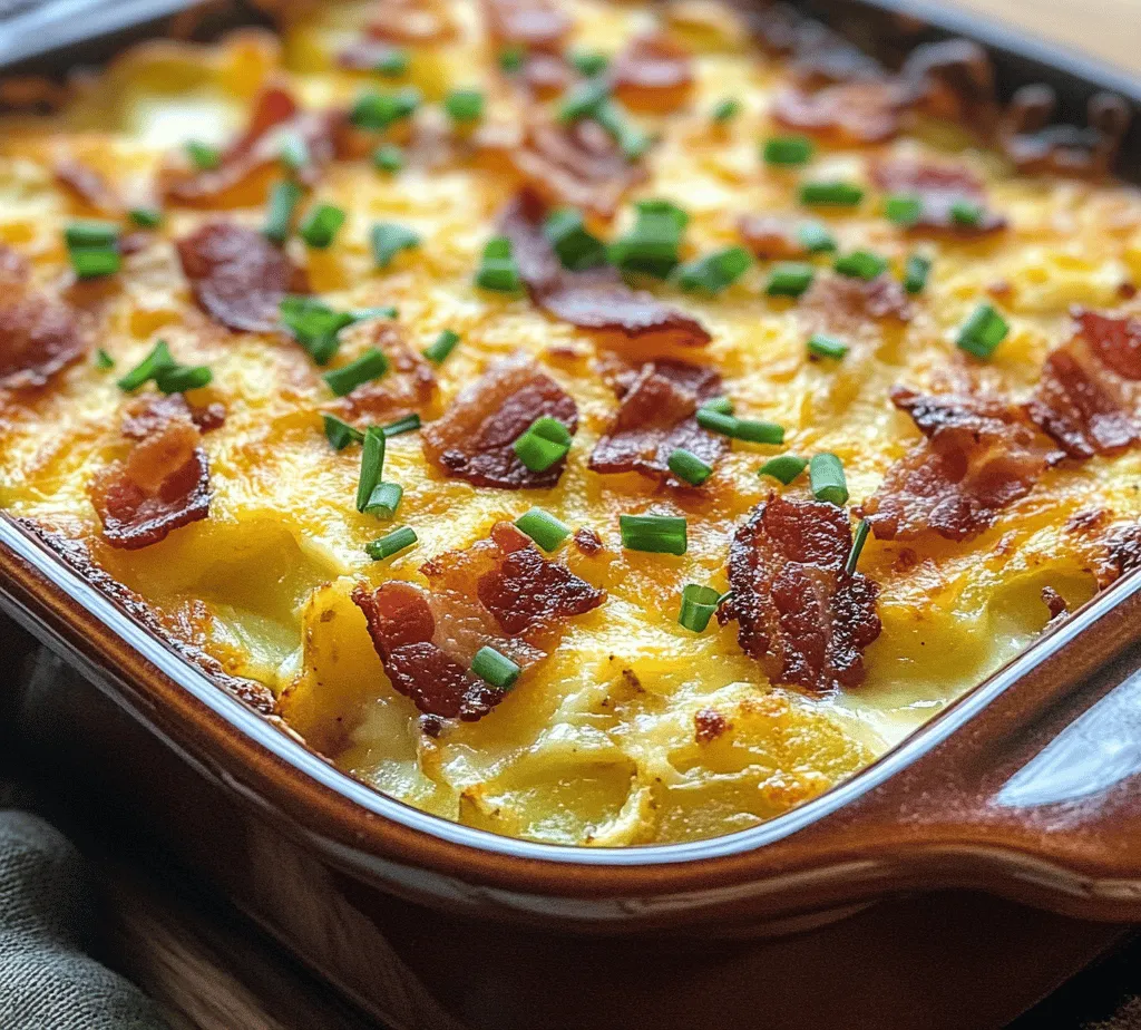 Start your day off right with a comforting and hearty breakfast that promises to satisfy your cravings and fuel your morning. The Cheesy Bacon Potato Breakfast Casserole combines the irresistible flavors of crispy bacon, creamy cheese, and hearty potatoes into one delightful dish. This recipe stands out not only for its delicious taste but also for its simple preparation—making it ideal for both busy weekdays and leisurely weekend brunches. Whether you’re hosting friends for a special occasion or simply looking to treat yourself and your family, this casserole is sure to impress.