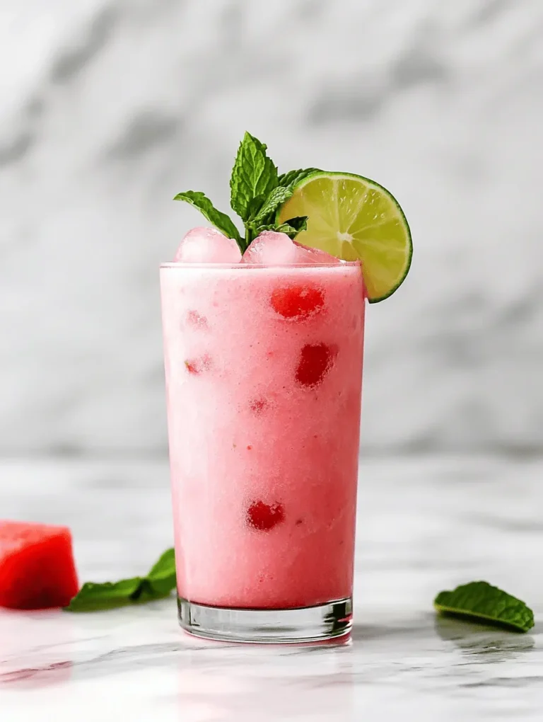 The magic of the Cool & Creamy Watermelon Smoothie lies in its simple yet powerful ingredients. Each component has been carefully selected not just for its taste but also for its nutritional value, making this smoothie both satisfying and beneficial for your well-being.