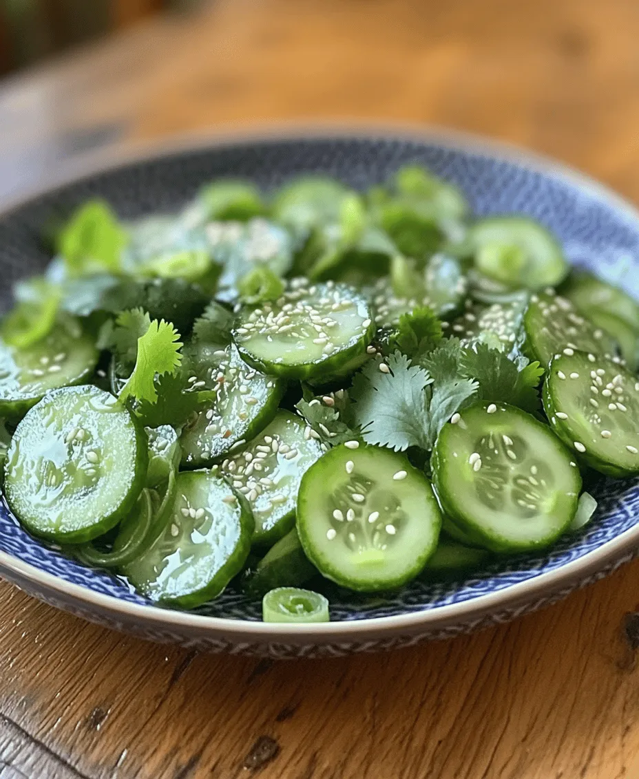 For those who enjoy a little heat, consider adding chili oil to your Refreshing Asian Cucumber Salad Delight. This optional ingredient not only elevates the flavor profile but also adds a layer of complexity that can transform the dish from refreshing to exciting. The rich, spicy notes of chili oil complement the crispness of cucumbers and the aromatic qualities of garlic and ginger in the dressing. By drizzling a small amount over the salad, you can introduce a warm, spicy kick that contrasts beautifully with the refreshing elements of the cucumbers and herbs.