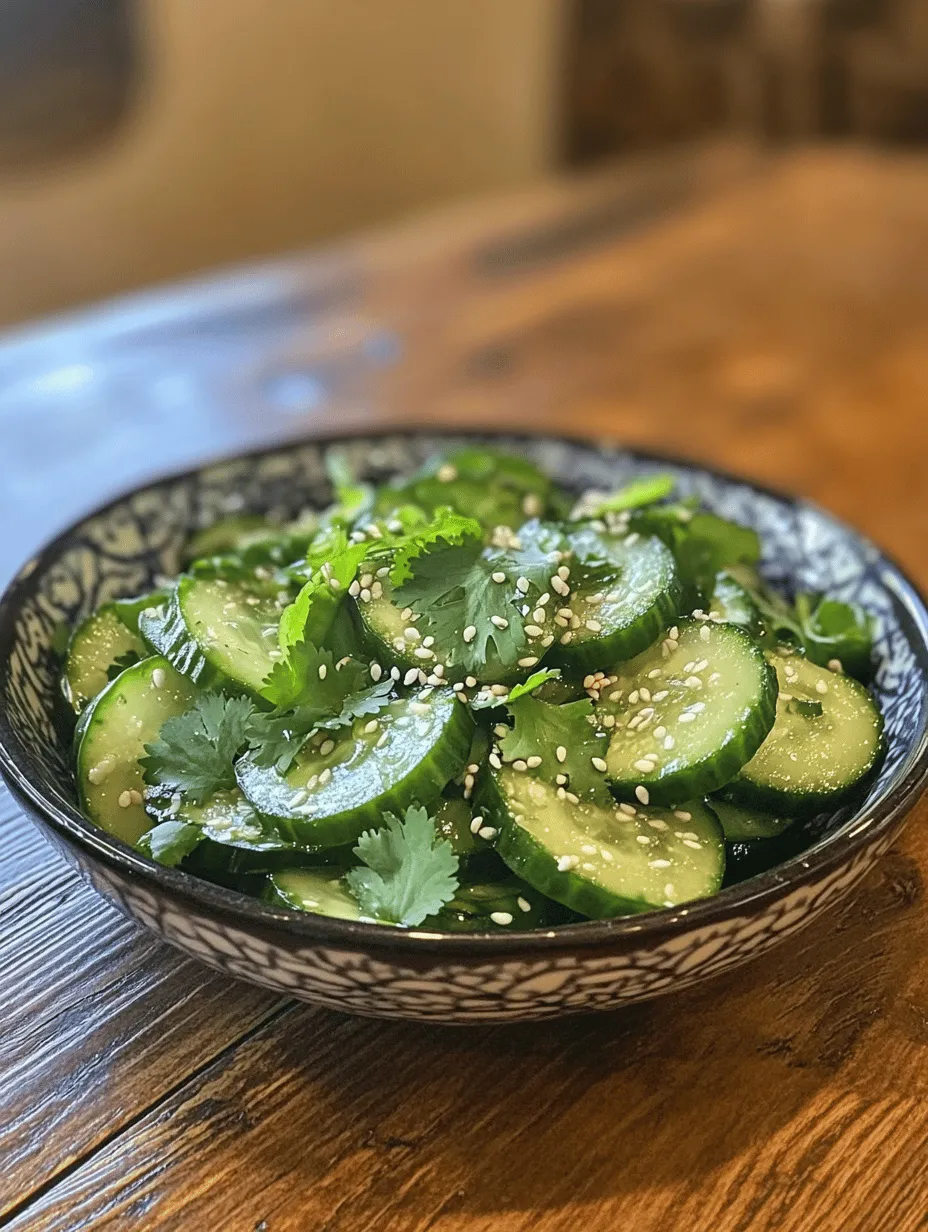 For those who enjoy a little heat, consider adding chili oil to your Refreshing Asian Cucumber Salad Delight. This optional ingredient not only elevates the flavor profile but also adds a layer of complexity that can transform the dish from refreshing to exciting. The rich, spicy notes of chili oil complement the crispness of cucumbers and the aromatic qualities of garlic and ginger in the dressing. By drizzling a small amount over the salad, you can introduce a warm, spicy kick that contrasts beautifully with the refreshing elements of the cucumbers and herbs.