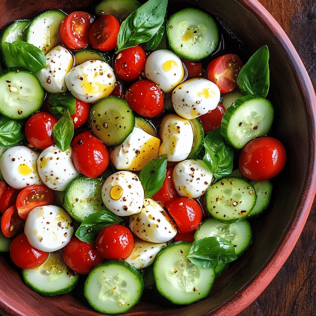 The classic Caprese salad, with its vibrant colors and fresh flavors, hails from the picturesque island of Capri in Italy. Traditionally composed of ripe tomatoes, creamy mozzarella, fresh basil, olive oil, and balsamic vinegar, this Italian staple embodies the essence of summer with its simplicity and focus on high-quality ingredients. However, as the sweltering summer months approach, many of us seek out ways to elevate this beloved dish into something even more refreshing and hydrating. Enter the Cucumber Caprese Salad—a delightful twist on the original recipe that incorporates crisp cucumbers into the mix, adding a satisfying crunch and an extra layer of freshness.