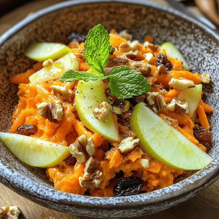 Are you looking for a refreshing and nutritious dish that can brighten up any meal? Look no further than the Crunchy Carrot Apple Delight. This vibrant salad brings together the natural sweetness of apples and carrots, complemented by a mix of nuts and dried fruits, creating a delightful crunch and a burst of flavor in every bite. Perfect as a side dish or a standalone snack, this recipe is not only delicious but also quick to prepare, making it an ideal choice for busy individuals and families alike.