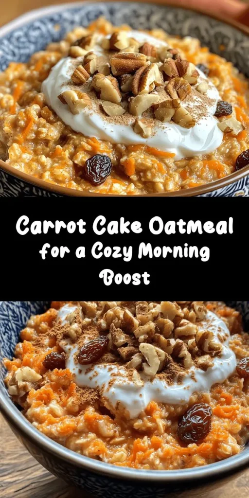 Start your day with a nutritious twist! This Carrot Cake Oatmeal Delight combines rolled oats, grated carrots, and warming spices for a cozy breakfast. Ready in just 20 minutes, it’s perfect for busy mornings. Mix in some bananas, nuts, and optional sweetness with maple syrup for extra flavor. Top with cream cheese or Greek yogurt for a creamy finish. This delightful bowl is not just healthy; it’s a delicious way to enjoy the flavors of carrot cake!