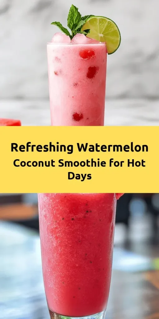 Beat the heat with this Cool & Creamy Watermelon Smoothie! Made with fresh watermelon, coconut water, and optional Greek yogurt for a deliciously creamy texture, this smoothie is perfect for warm days. Just blend the ingredients, adjust sweetness to your liking, and enjoy a refreshing drink garnished with mint leaves. In just 10 minutes, you’ll have a tasty, hydrating treat that serves 2-3. Perfect for summer sipping!