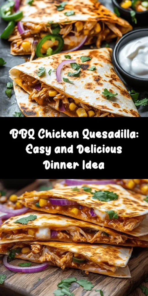 Looking for a delicious and easy meal? Try this BBQ Chicken Quesadilla recipe that's packed with flavor! Made with shredded chicken mixed in BBQ sauce, gooey cheddar and mozzarella cheese, and a pop of red onion and corn, these quesadillas are sure to please. They're quick to prepare and perfect for lunch or dinner. Serve with sour cream and jalapeños for an extra kick. Get ready for cheesy, smoky goodness!