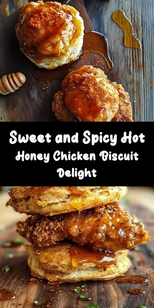 Indulge in the ultimate comfort food with these Spicy & Sweet Hot Honey Chicken Biscuits! Perfectly marinated chicken thighs are fried to golden perfection and nestled between warm, flaky biscuits. Drizzle with a mouthwatering hot honey sauce that balances sweetness with a kick of heat. Ideal for brunch or a satisfying dinner, this easy recipe will impress every guest. Enjoy your tasty creation with extra hot honey for that perfect finishing touch!