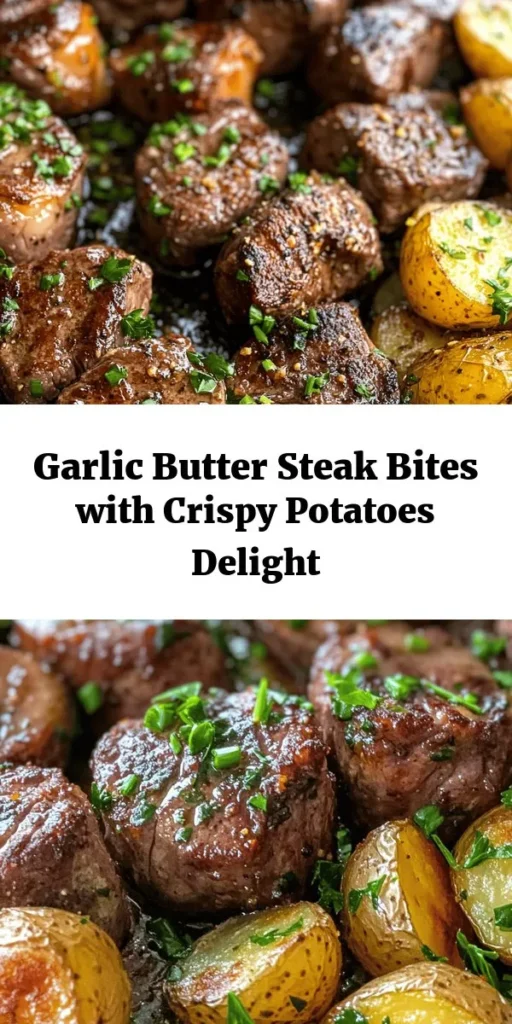 Savor the deliciousness of these Garlic Butter Steak Bites paired perfectly with crispy potatoes! Ideal for a weeknight dinner, this recipe features tender sirloin cubes seared to perfection and tossed in a rich garlic butter sauce with fresh herbs. The roasted baby potatoes complement the dish with their crispy golden exterior and flavorful seasoning. Quick and easy to prepare in just 40 minutes, this meal is sure to impress!