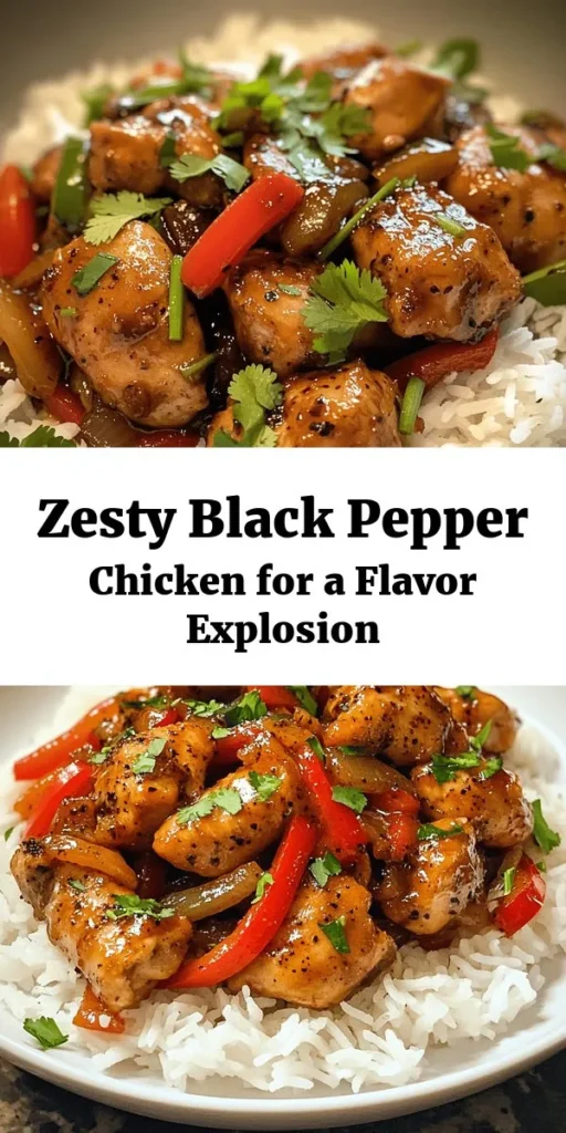 Spicy Savory Black Pepper Chicken is a delicious and quick weeknight dinner that packs a flavorful punch! Made with tender chicken thighs marinated in soy sauce, oyster sauce, and honey, this dish is complemented by sautéed bell peppers and onions. With a generous sprinkle of freshly cracked black pepper, it's sure to satisfy your taste buds. Serve it over fluffy jasmine rice and garnish with fresh cilantro for a meal that’s both easy and irresistible!