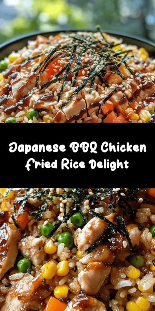 Dive into the flavors of Japan with this Savory Japanese BBQ Chicken Fried Rice! Featuring tender chicken thighs marinated in soy sauce and mirin, this dish is packed with vibrant vegetables and aromatic ginger and garlic. Perfect for a quick dinner, this recipe is easy to follow and sure to impress. With a sprinkle of sesame seeds and nori strips for garnish, it's a delicious way to enjoy leftover rice. Let’s heat things up with this mouthwatering meal!