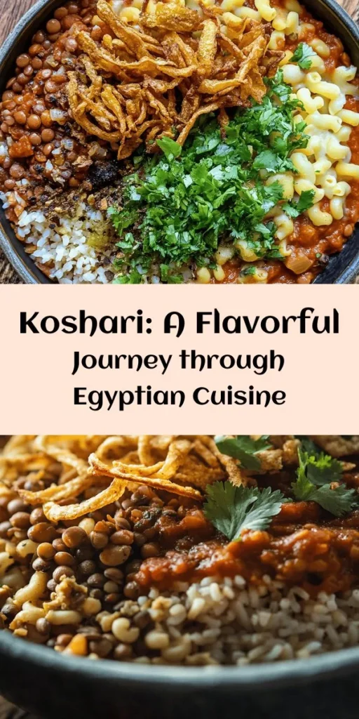 Discover the rich flavors of Egypt with this Koshari Delight recipe! This traditional dish combines hearty brown lentils, fluffy rice, and tender macaroni, all topped with a fragrant tomato sauce and crispy fried onions. It's a comforting, filling meal that's perfect for family dinners or gatherings. With vibrant spices like cumin and paprika, this recipe will take your taste buds on an unforgettable journey. Perfect for anyone looking to explore new cuisines!
