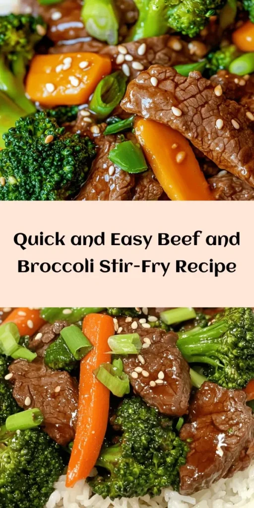 Indulge in the flavors of Classic Chinese Beef and Broccoli with this easy recipe! Perfect for a quick weeknight dinner, this dish combines tender marinated flank steak with vibrant broccoli and carrots, all cooked in a savory sauce. Serve it over fluffy jasmine rice for a complete meal. Ready in just 30 minutes, it's a delicious way to enjoy a homemade taste of takeout. Don't forget to garnish with sesame seeds and green onions for that extra touch!