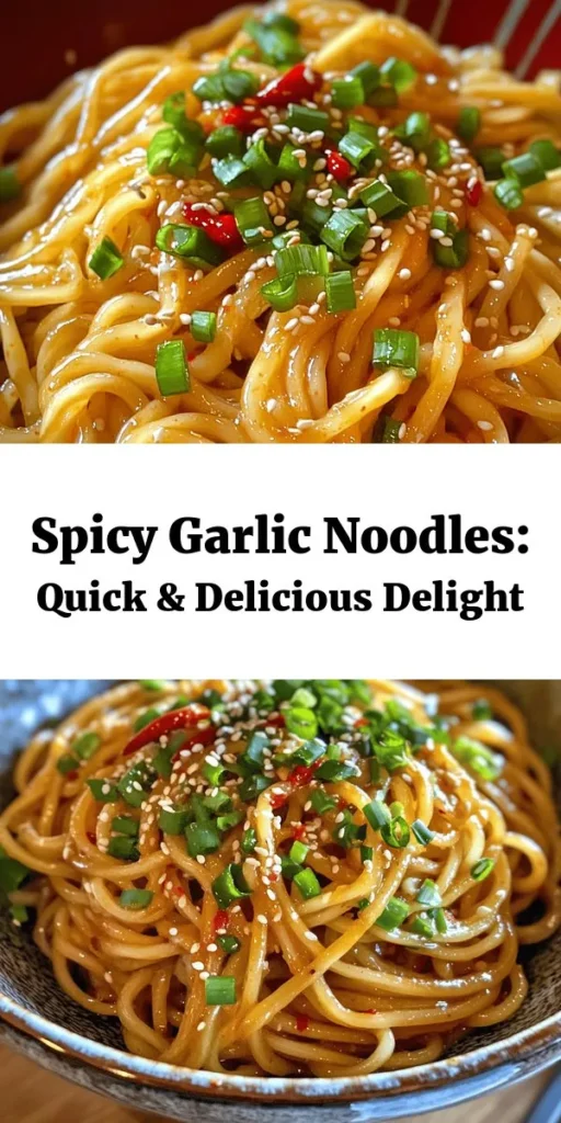 Spice up your dinner with this Fiery Garlic Noodle Delight! Ready in just 20 minutes, this dish combines fresh egg noodles with a tantalizing mix of garlic, red chili peppers, and savory sauces. Toss in green onions and optional cilantro for a burst of freshness. Ideal for anyone who loves a kick in their meals, this recipe is simple yet packed with flavor. Perfect for a quick weeknight meal or a fiery appetizer. Dive into this delightful noodle dish!