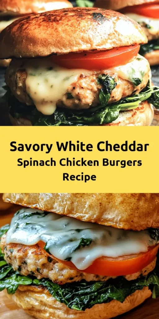 Looking for a flavorful twist on traditional burgers? Try these White Cheddar & Spinach Chicken Burgers! Made with lean ground chicken, fresh spinach, and creamy white cheddar, these burgers are not only delicious but nutritious too. In just 30 minutes, you can whip up a tasty meal that's perfect for any occasion. Top with your favorite ingredients and enjoy a satisfying dinner that everyone will love. Happy cooking!