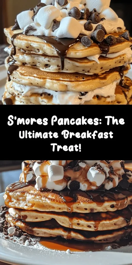 Sweeten your mornings with these Irresistible S’mores Pancakes! This delicious recipe combines all the classic s'mores flavors into fluffy pancakes, filled with mini marshmallows, chocolate chips, and crunchy graham crackers. Topped with whipped cream and a chocolate syrup drizzle, each bite is pure bliss. Perfect for breakfast or a fun brunch treat, these pancakes take just 25 minutes to make. Indulge in a delightful way to start your day!
