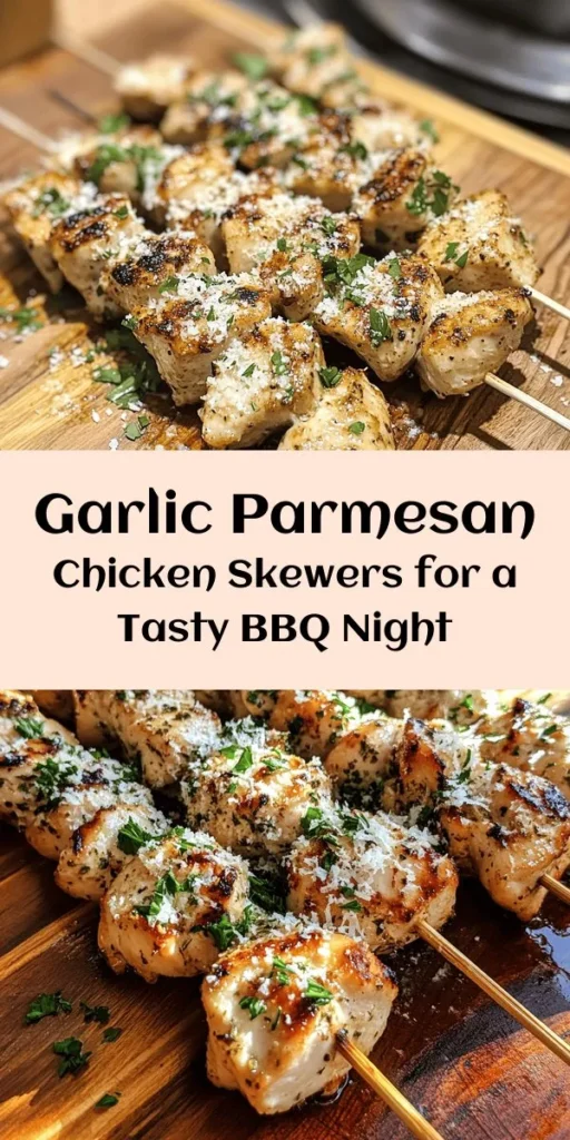 Treat your taste buds to these delicious Garlic Parmesan Chicken Skewers! Perfect for grilling or baking, this easy recipe features tender chicken marinated in a flavorful blend of olive oil, garlic, and Parmesan cheese. Ready in just 40 minutes, serve them at your next barbecue or dinner for a crowd-pleasing meal. Garnish with fresh parsley and enjoy a burst of savory flavor in every bite. A must-try for chicken lovers!